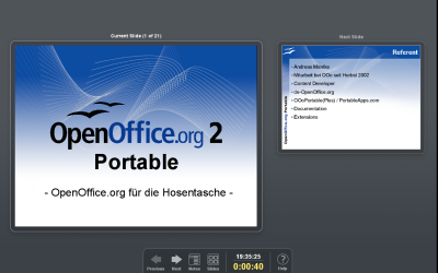 Die Presenter Console von OpenOffice.org